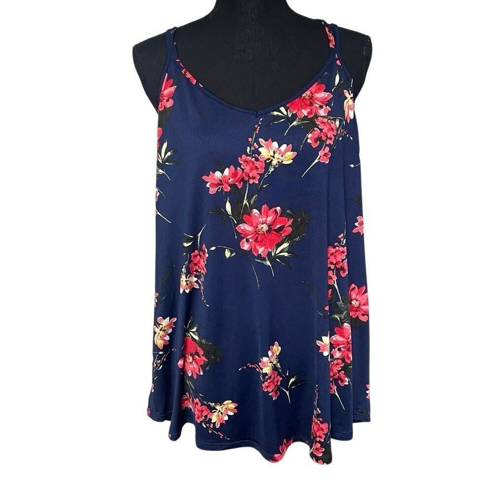 Papermoon Navy Floral Strappy Swing Tank - 2X